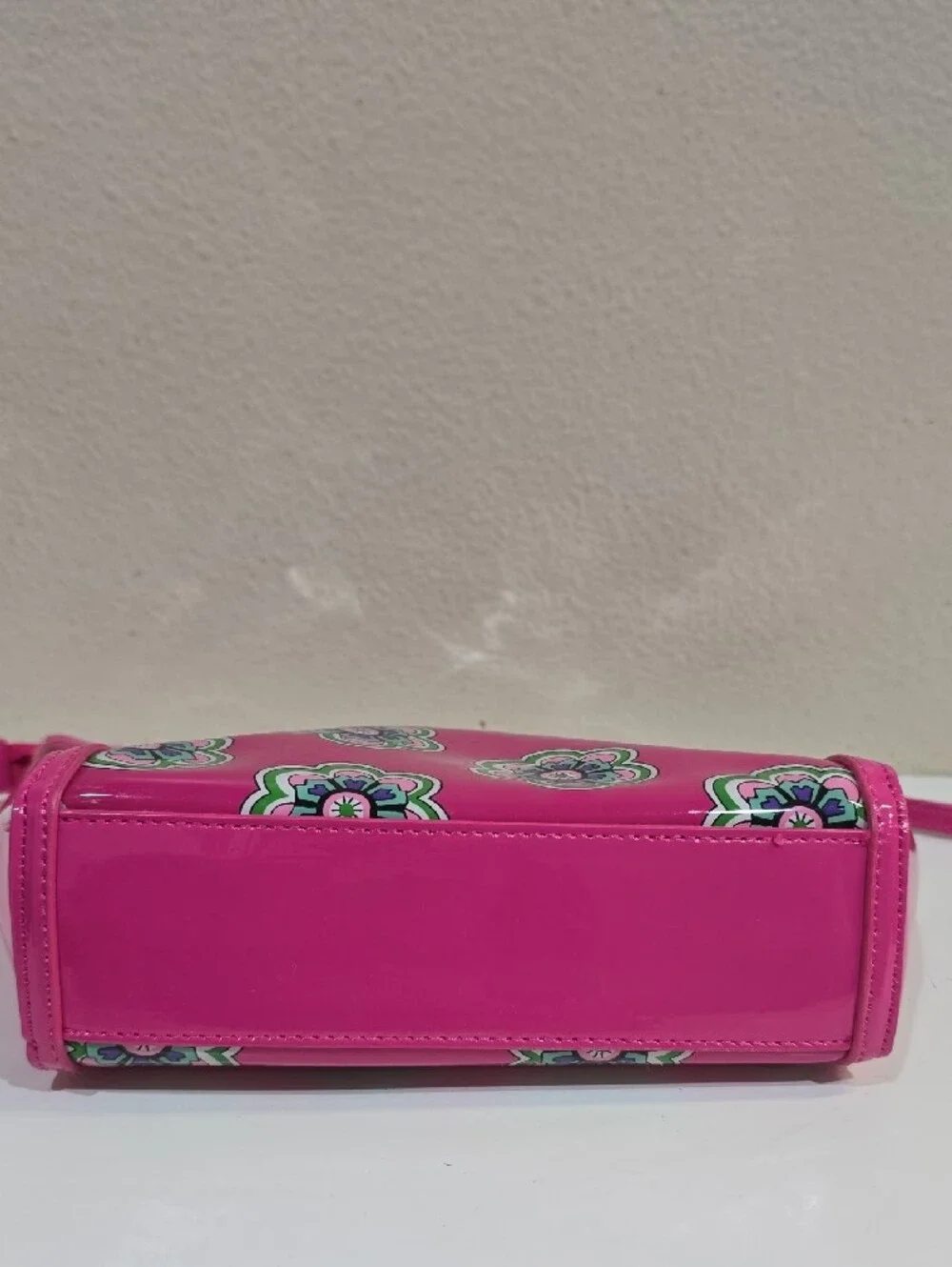 Vera Bradley Bright Pink Floral Vinyl Cosmetic Pouch